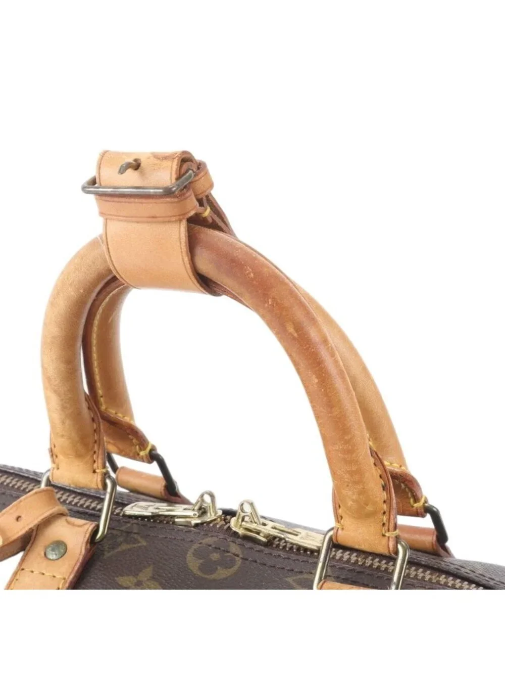 Louis Vuitton Monogram Keepall 45 Leather Boston Bag Tote Carry